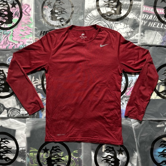 Nike Dri-Fit Long Sleeve Shirt ‘Red’ - Picture 1 of 6